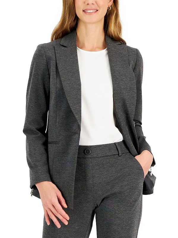 Petites Womens Notch Collar Long Sleeves One-Button Blazer