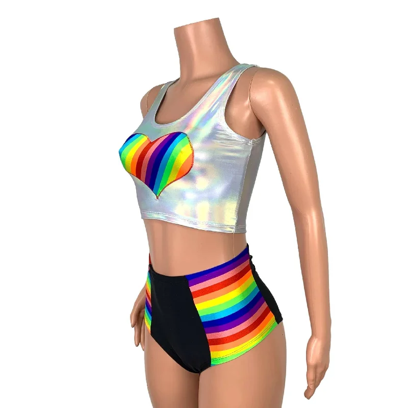 Rainbow Pride Heart Crop Top