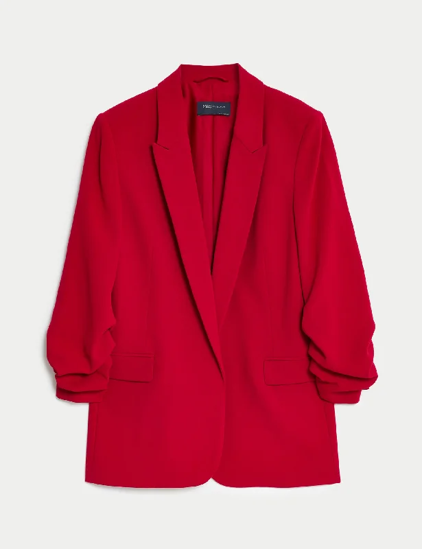 Ruched Sleeve Blazer