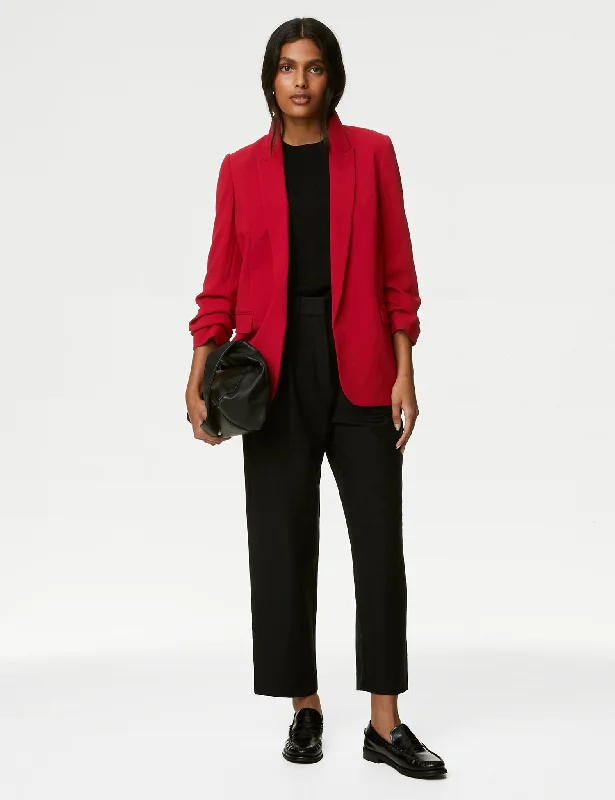 Ruched Sleeve Blazer