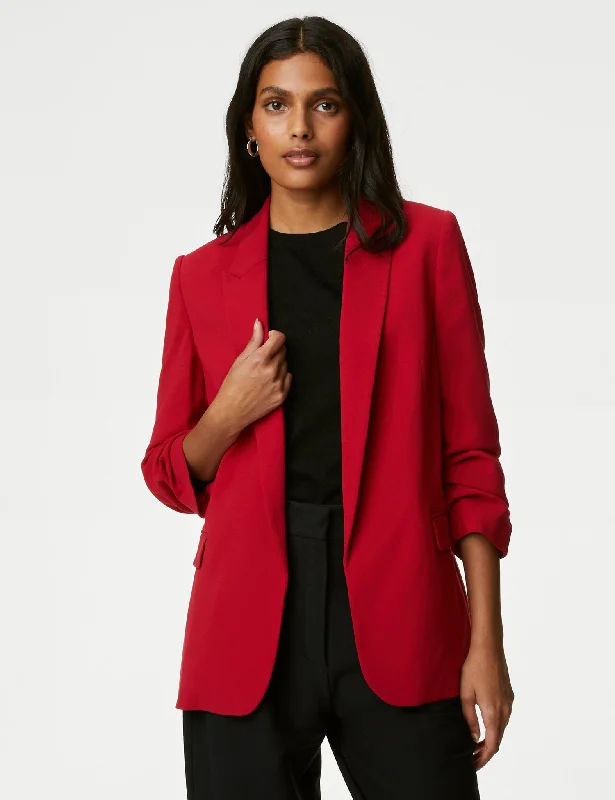 Ruched Sleeve Blazer