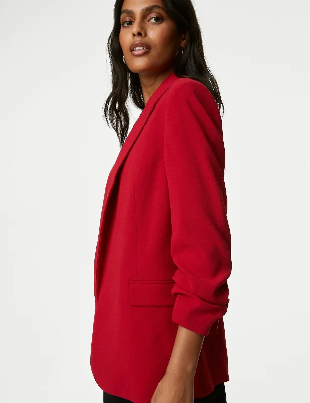 Ruched Sleeve Blazer