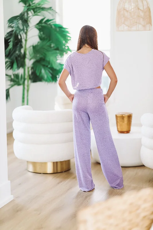 Set On You Pant and Crop Top Set - Purple