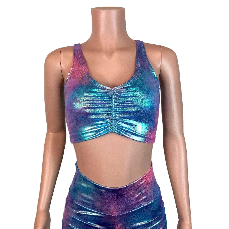 Ruched Crop Tank Top - Rainbow Mystique