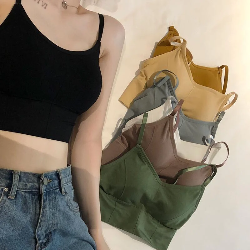 Women's Elastic shoulder strap Crop Top