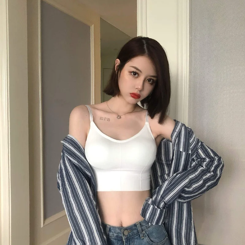 Women's Elastic shoulder strap Crop Top