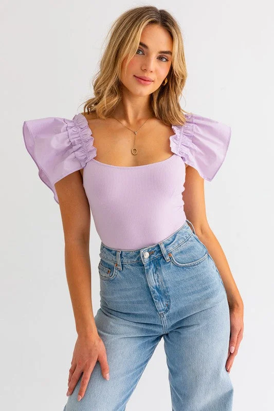 Angel Ruffle Sleeve Bodysuit