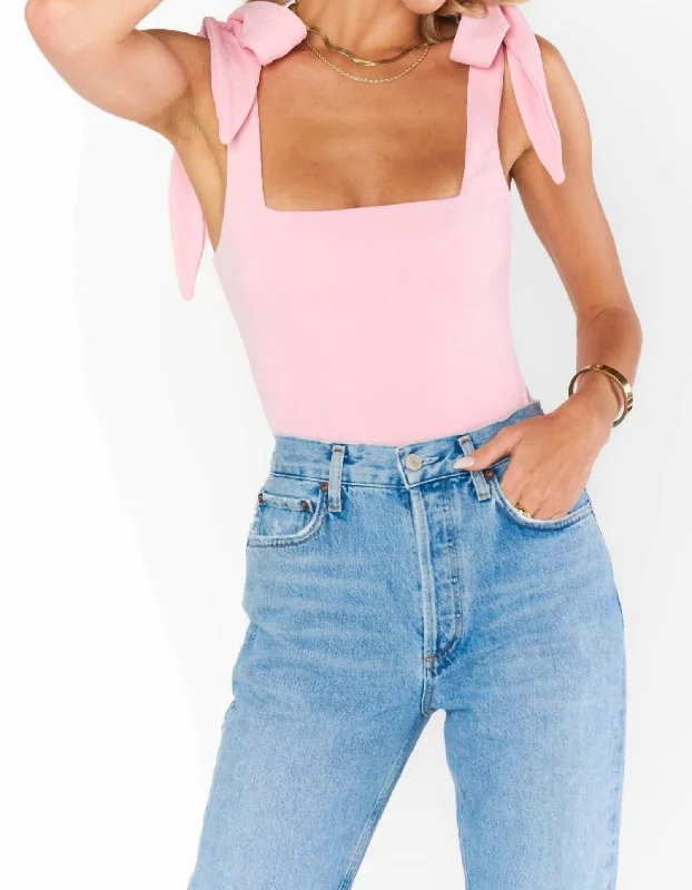 Gidget Bodysuit In Pink Stretch