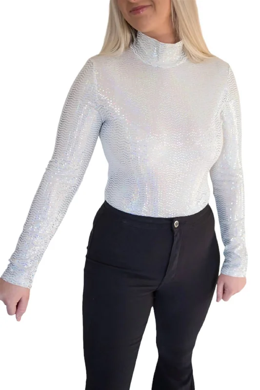 Glitter Moment Bodysuit In White