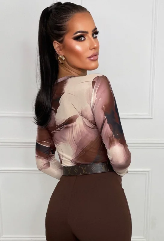 Mermaid Vibes Brown Mesh Bodysuit